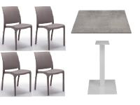 Foto set novara per arredo trattoria bar ristorante sedie in polipropilene impilabili e tavolo con basamento ghisa e piano hpl