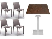 Foto set catanzaro per arredamento interno esterno giardino bar ristorante tavolo con piano hpl e sedie polipropilene impilabili