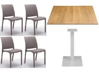 Foto set pesaro arredo interno esterno bar ristorante pizzerie con tavolo con base ghisa e piano hpl + 4 sedie impilabili