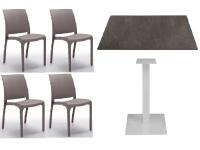 Foto set urbino arredo bar ristorante birreria con tavolo basamento ghisa bianco con piano antracite + sedie polipropilene taupè