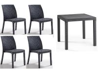 Foto set rho sedie e tavoli polipropilene per arredamento bar ristorante terrazze colore antracite