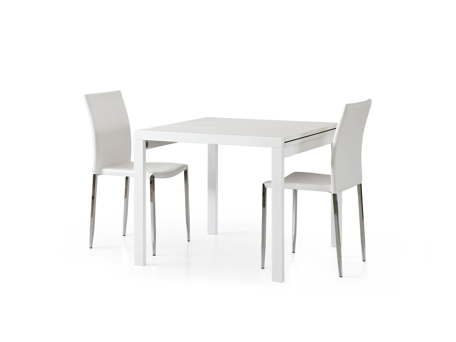 Tavolo Quadrato Allungabile Color Bianco In Laminato 90(180)x90 cm