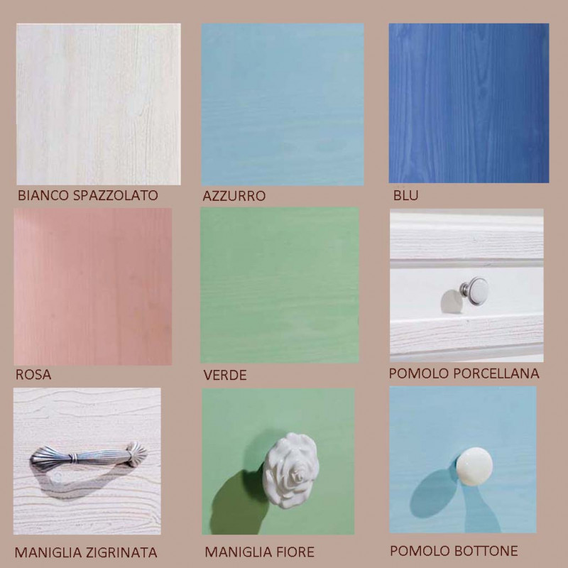 Letto Singolo In Legno Bianco Con Filo Azzurro In Stile Decorato Classico ·  Mobilificio Maieron Paluzza, Udine, Italia